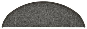 Tapete/carpete para degraus 15 pcs 56x17x3 cm cinza-escuro