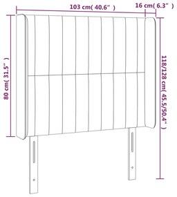 Cabeceira cama c/ abas tecido 103x16x118/128 cm castanho-escuro