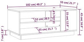 Mesa de centro 102x55x43 cm aglomerado cinzento cimento