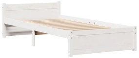 Cama com estante sem colchão 90x200 cm pinho maciço branco