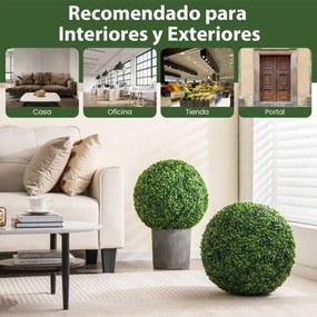 Conjunto de 2 plantas de bolas artificiais 48 cm para alpendres, varandas e jardins Verde