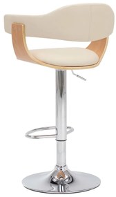 Bancos de bar 2 pcs madeira curvada e couro artificial creme