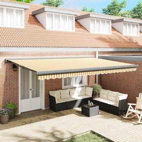 vidaXL Toldo Retrátil Automático - Laranja e Branco, 500x300 cm