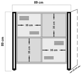 Estante Cosmo – Pinho Atlântico Preto – 89x89x35 cm
