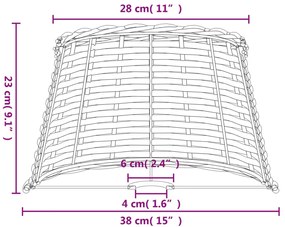 Abajur Ø38x23 cm vime castanho