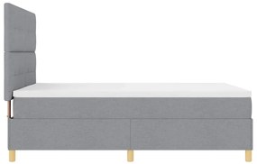 Cama com Estrutura Box Spring e Colchão &amp; Luz LED Cinzento Claro 140x2