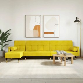 vidaXL Sofá-cama em forma de L 271x140x70 cm veludo amarelo
