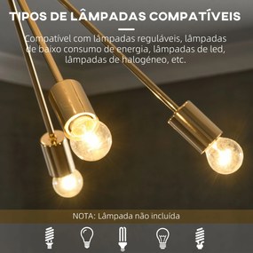 Candeeiro Suspenso Elegante Candeeiro de Teto de Metal Suporte para Lâmpada E27 Máx. 25W para Sala de Estar Sala de Jantar Dormitório 65x65x78,5cm Dou