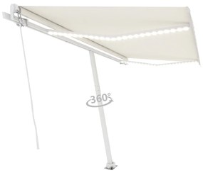 Toldo retrátil manual com LED 400x300 cm cor creme