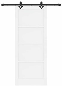 Porta Deslizante com Conjunto de Hardware 'ORKDAL'Branca Madeira Sólid