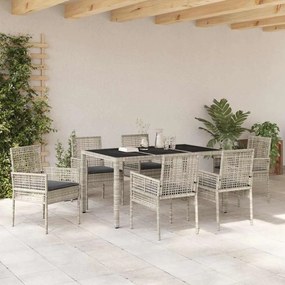 Conjunto de Jantar para Jardim 7 pcs Cinzento-claro
