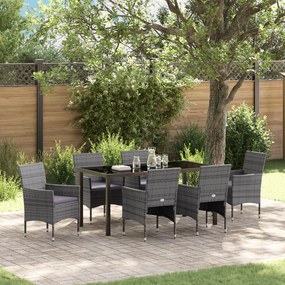 vidaXL Conjunto de Jantar Jardim 7 Peças Cinza Rattan PE