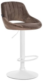 Banco alto Milet em veludo com estrutura branca 85-106 x 47 x 48 cm Castanho