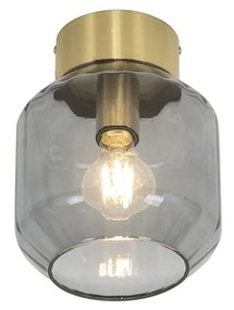 LED Candeeiro de teto inteligente latão com vidro fumê incl. Wifi A60 - Stiklo Moderno