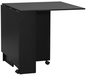 Mesa de Cozinha Dobrável com 2 Prateleiras de Armazenamento e Laterais Dobráveis 75x140x74 cm Preto