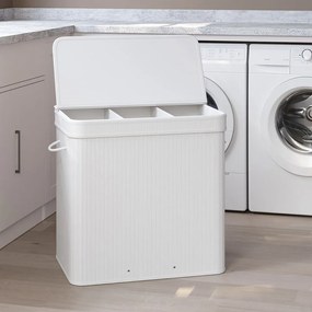 Cesto para roupa suja em bambu de 41,5 x 62,5 x 61 cm branco