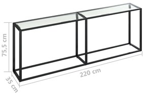 Mesa consola transparente 220x35x75,5 cm vidro temperado