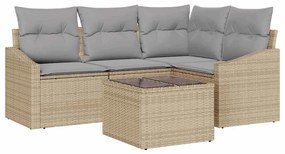 Conjunto de Jantar de Jardim de 5 Peças com Almofadas em Rattan Sintét