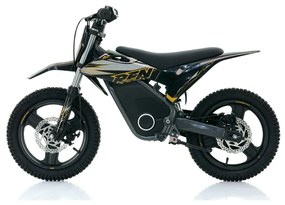 Mini moto elétrica para crianças velocidade até 30Km/h C/Limitador RFN Warrior SX-E350 14/14” 350W Preta e Dourada