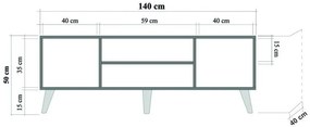 Móvel TV Truva – Carvalho Sonoma – 140 cm x 50 cm x 40 cm