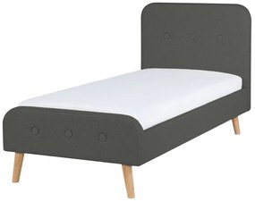 Cama de solteiro em tecido cinzento escuro 90 x 200 cm RENNES Beliani