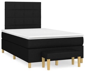 Cama boxspring com colchão 120x190 cm tecido preto