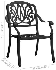 Cadeiras de jardim 2 pcs alumínio fundido preto