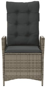 Cadeiras jardim reclináveis 2 pcs c/ almofadões vime PE cinza