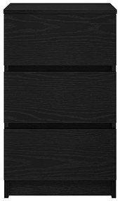 Mesa de cabeceira com 3 gavetas 39x35x65 cm preto