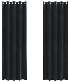 Cortinas blackout vidaXL com ilhós 2 peças Veludo Preto