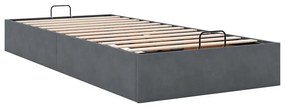 Otomano Bed Frame No Colchão Cinzento Escuro 90x200 cm Veludo