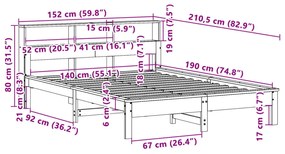 Cama sem colchão 140x190 cm madeira de pinho maciça