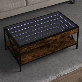 vidaXL Mesa de centro luzes LED Infinity 90x50x38 cm carvalho fumado
