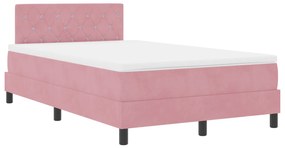 Cama Box Spring com Colchão Rosa 120x200 cm Veludo