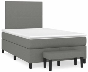 Cama boxspring com colchão 120x190 cm tecido cinzento-escuro