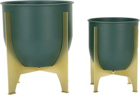 Suporte para Vaso Greent - Conjunto 2 Peças - Metal Verde com Base Dou