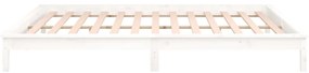Estrutura de cama c/ LED casal 135x190 cm madeira maciça branco