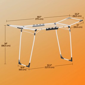 Estendal dobrável para roupa 56,5 x 173 x 96,5 cm Branco