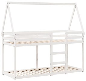 Beliche com telhado 90x200 cm madeira de pinho maciça branco