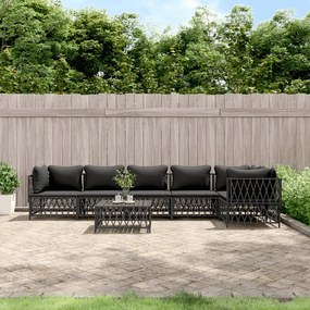 7 pcs conjunto lounge de jardim com almofadões aço antracite