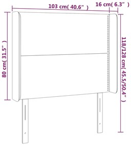 Cabeceira cama c/ LED tecido 103x16x118/128cm cinza-acastanhado