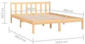 Estrutura de cama king 150x200 cm pinho maciço