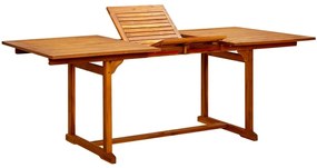 vidaXL Mesa de jantar p/ jardim (150-200)x100x75 cm acácia maciça