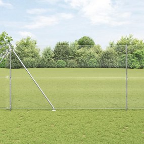 vidaXL Cerca de Fio Soldado com 13 Postes Espigão 1,5x50 m Aço Galvanizado
