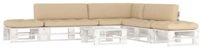 vidaXL 6 pcs conj. lounge paletes + almofadões pinho impregnado branco