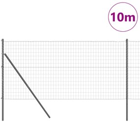 Cerca Euro com 7 Postes 1.2x10 m Aço Galvanizado Cinza