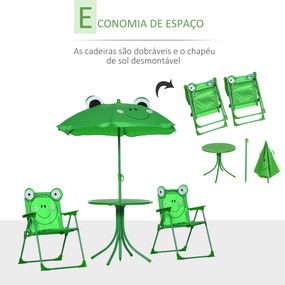 Outsunny Conjunto de Mesa e Cadeira de Jardim Conjunto de Picnic Dobrá