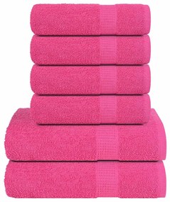 vidaXL 6pcs Conjunto de toalhas FROGN 100% algodão rosa