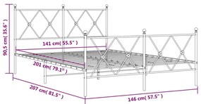 Estrutura de cama com cabeceira e pés 140x200 cm metal preto