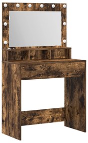 Mesa de Maquilhagem com Luzes LED Carvalho Escuro 79x41x135 cm